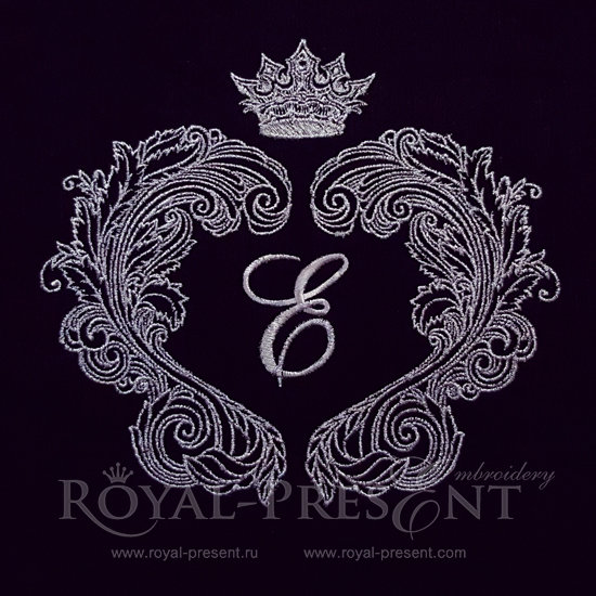 Silver baroque frame Embroidery Design - 3 sizes RPE-1241