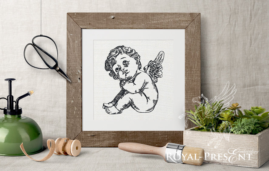 Machine Embroidery Design Cupid little baby