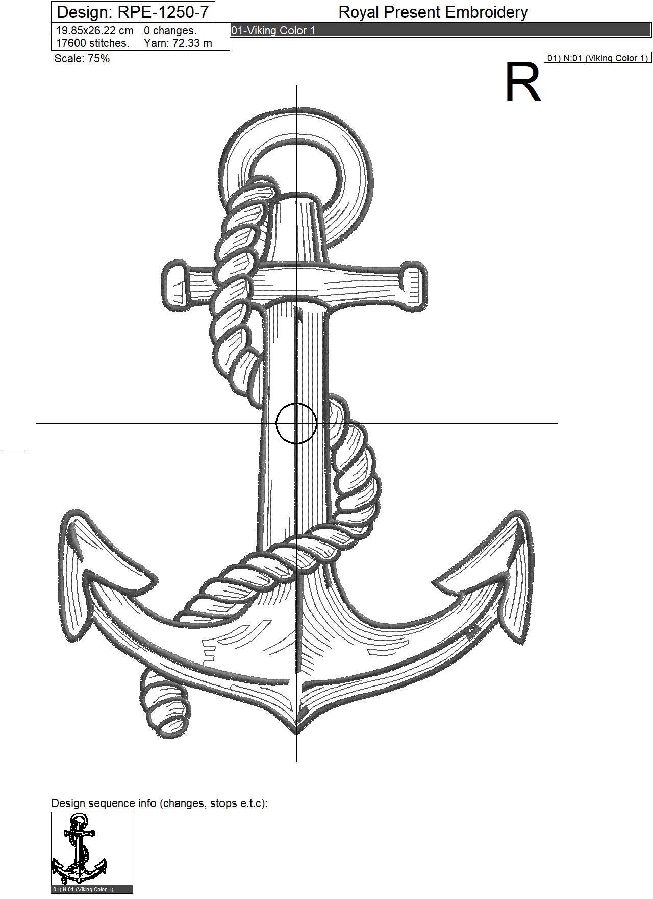 Anchor Embroidery Design - 7 sizes