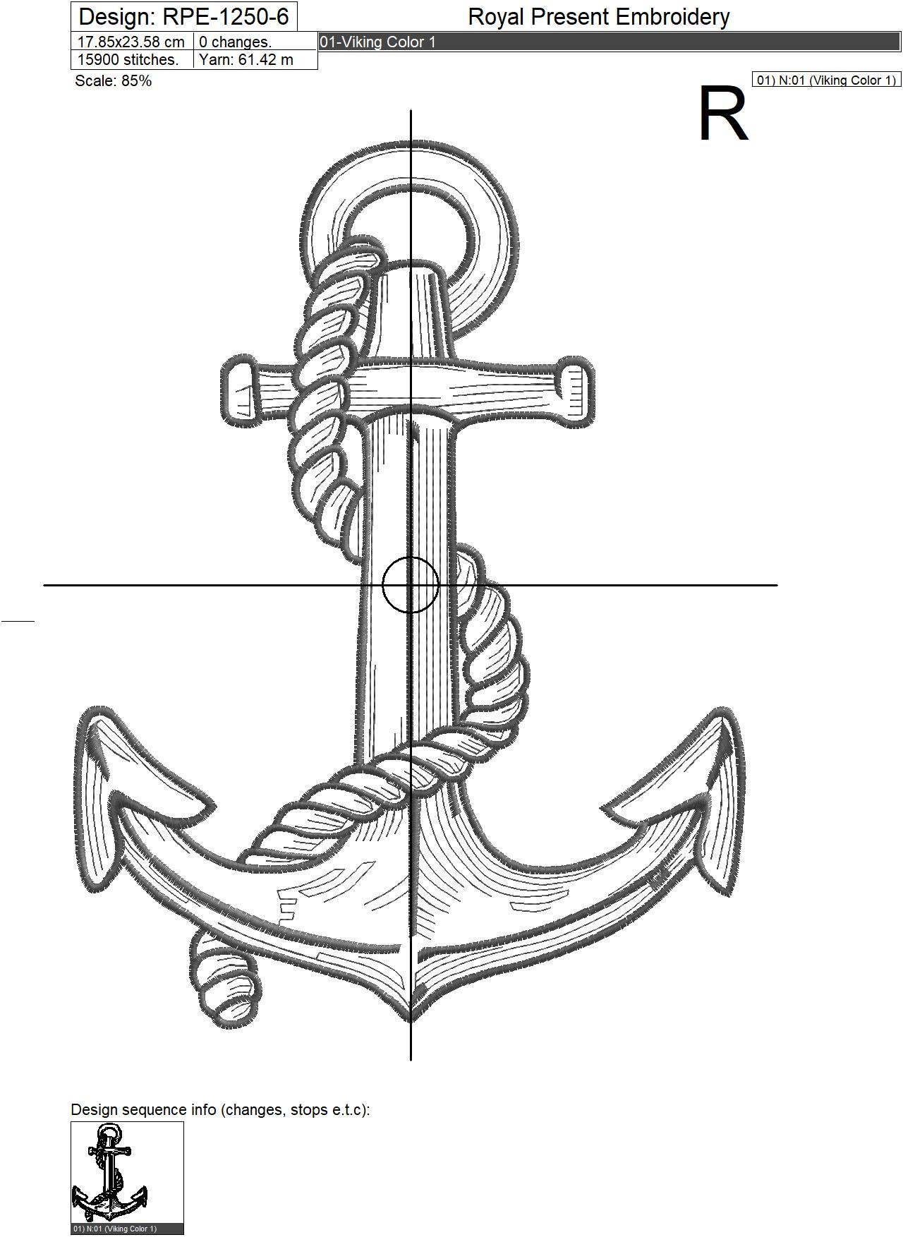 Anchor Embroidery Design - 7 sizes