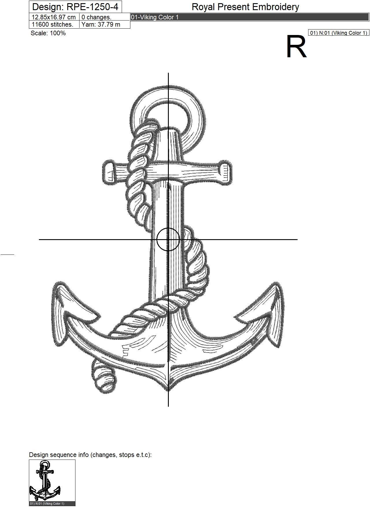 Anchor Embroidery Design - 7 sizes