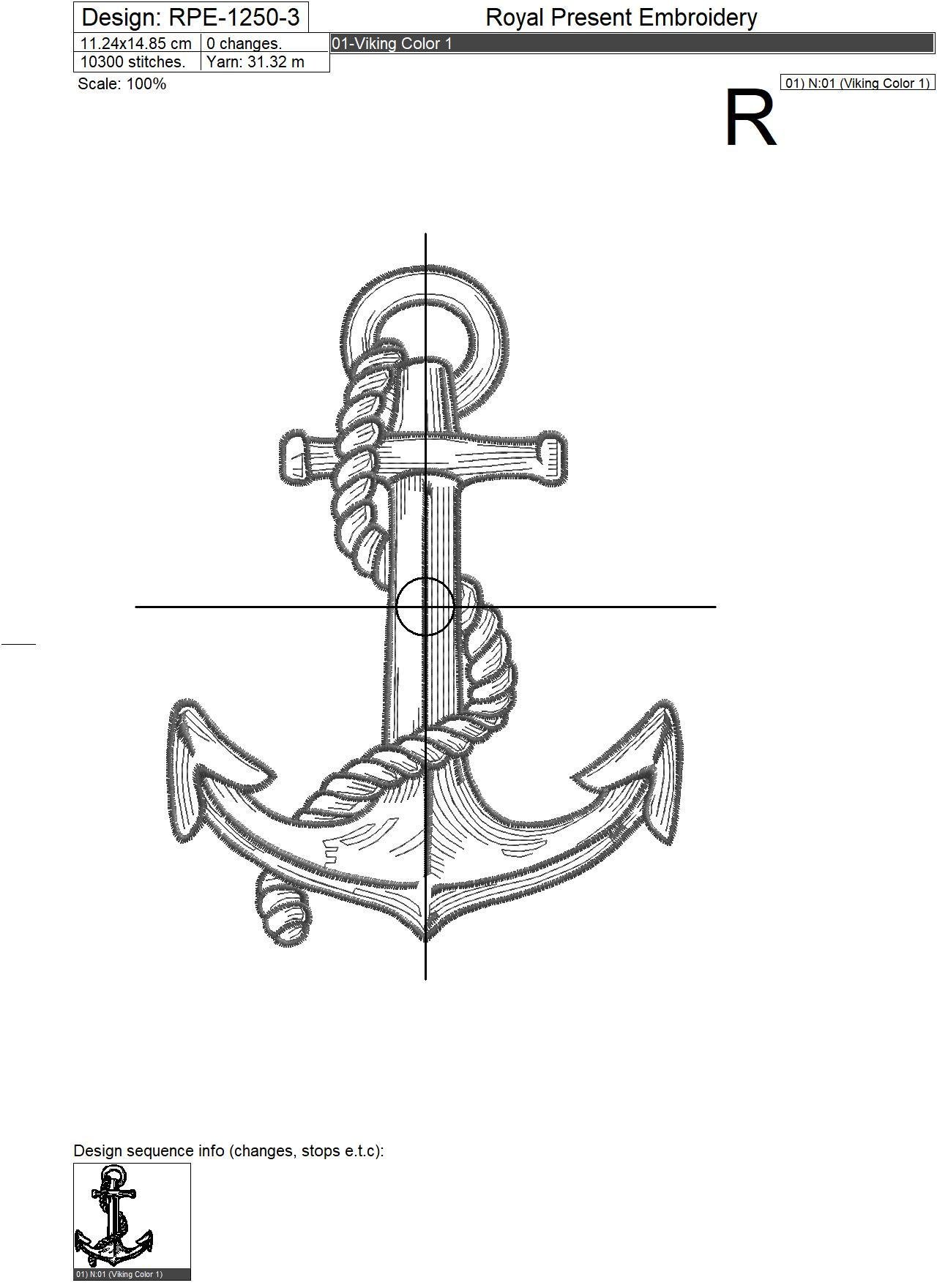 Anchor Embroidery Design - 7 sizes