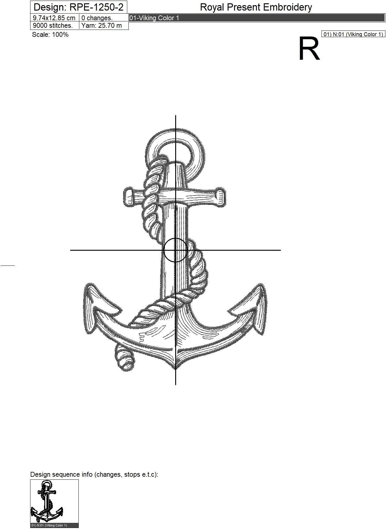 Anchor Embroidery Design - 7 sizes