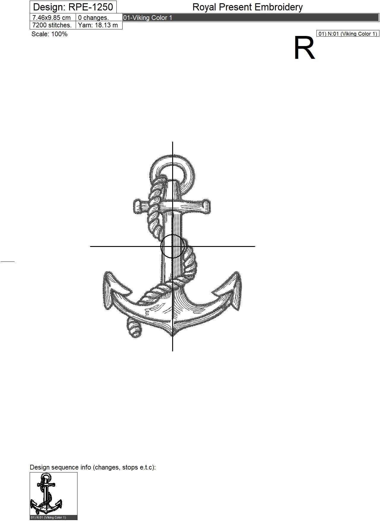 Anchor Embroidery Design - 7 sizes