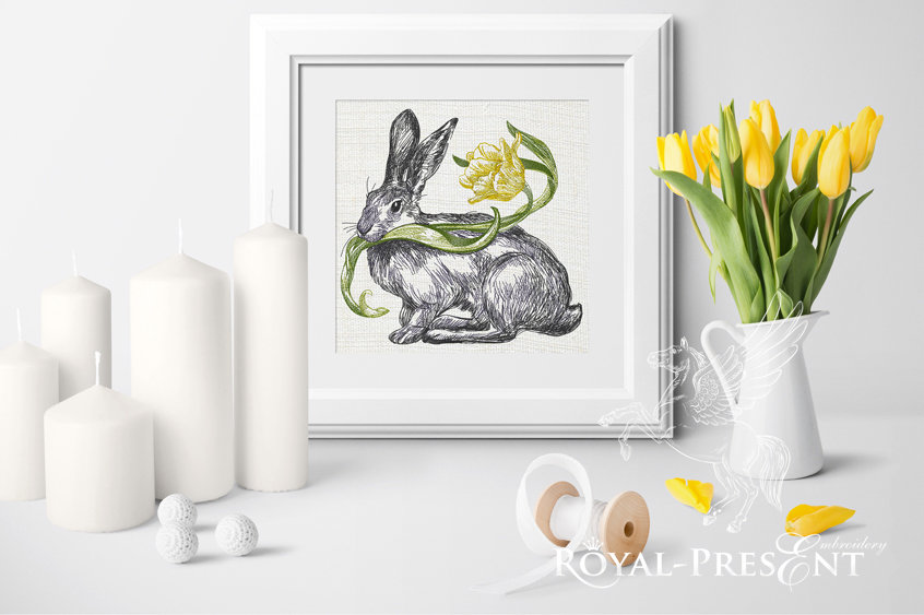 Machine Embroidery Design Spring Bunny - 3 sizes