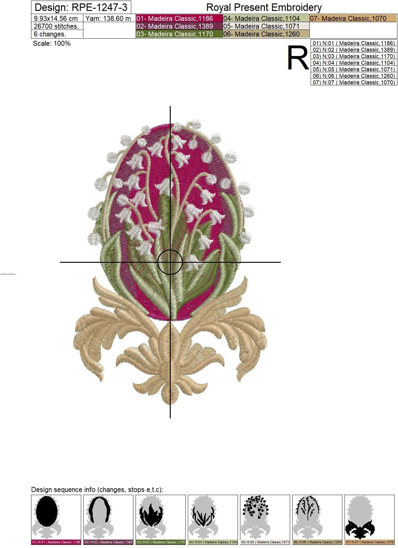 Faberge Egg Embroidery Design - 3 sizes