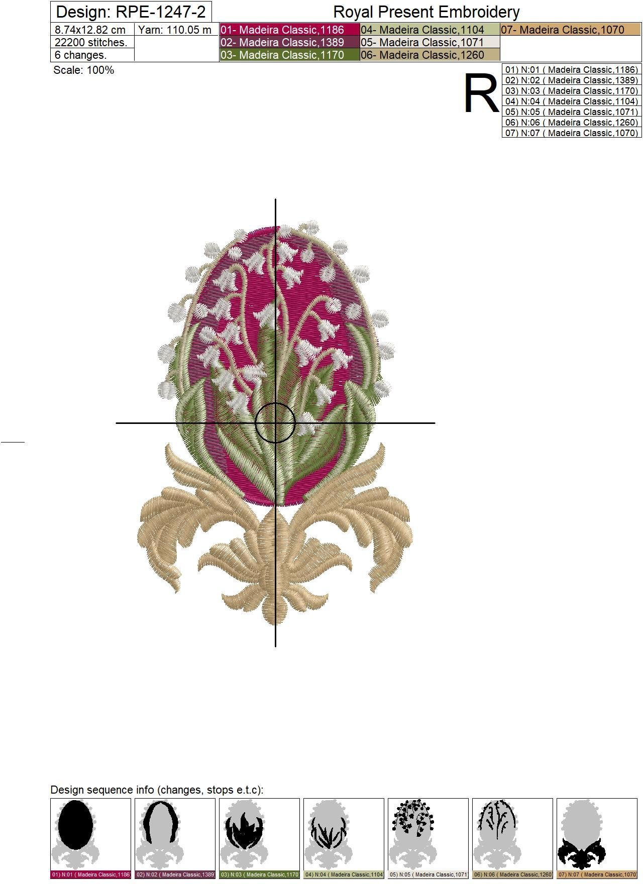 Faberge Egg Embroidery Design - 3 sizes