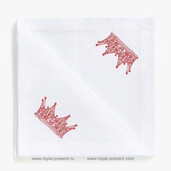 Redwork Crown Machine Embroidery Design RDL-007-01