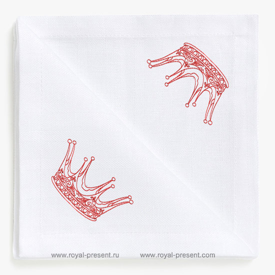 Redwork Crown Machine Embroidery Pattern RDL-007-03