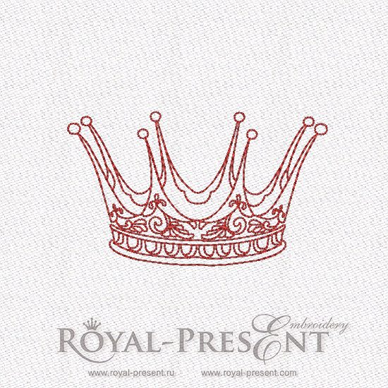 Redwork Crown Machine Embroidery Pattern