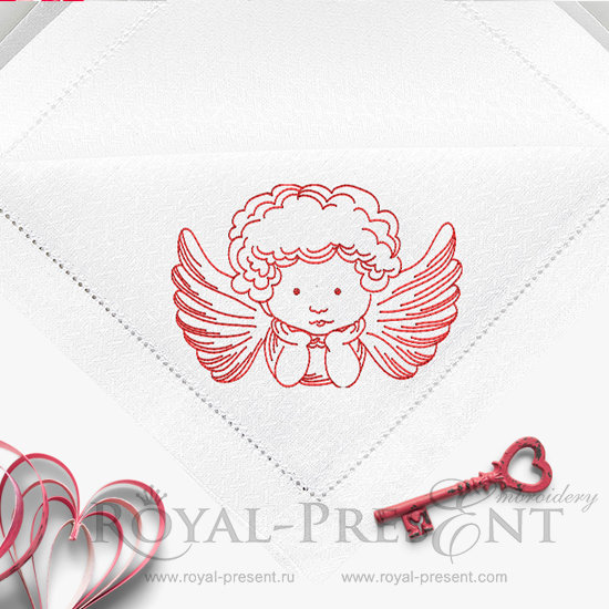 Redwork Machine Embroidery Designs St. Valentine´s Angels - 3 sizes