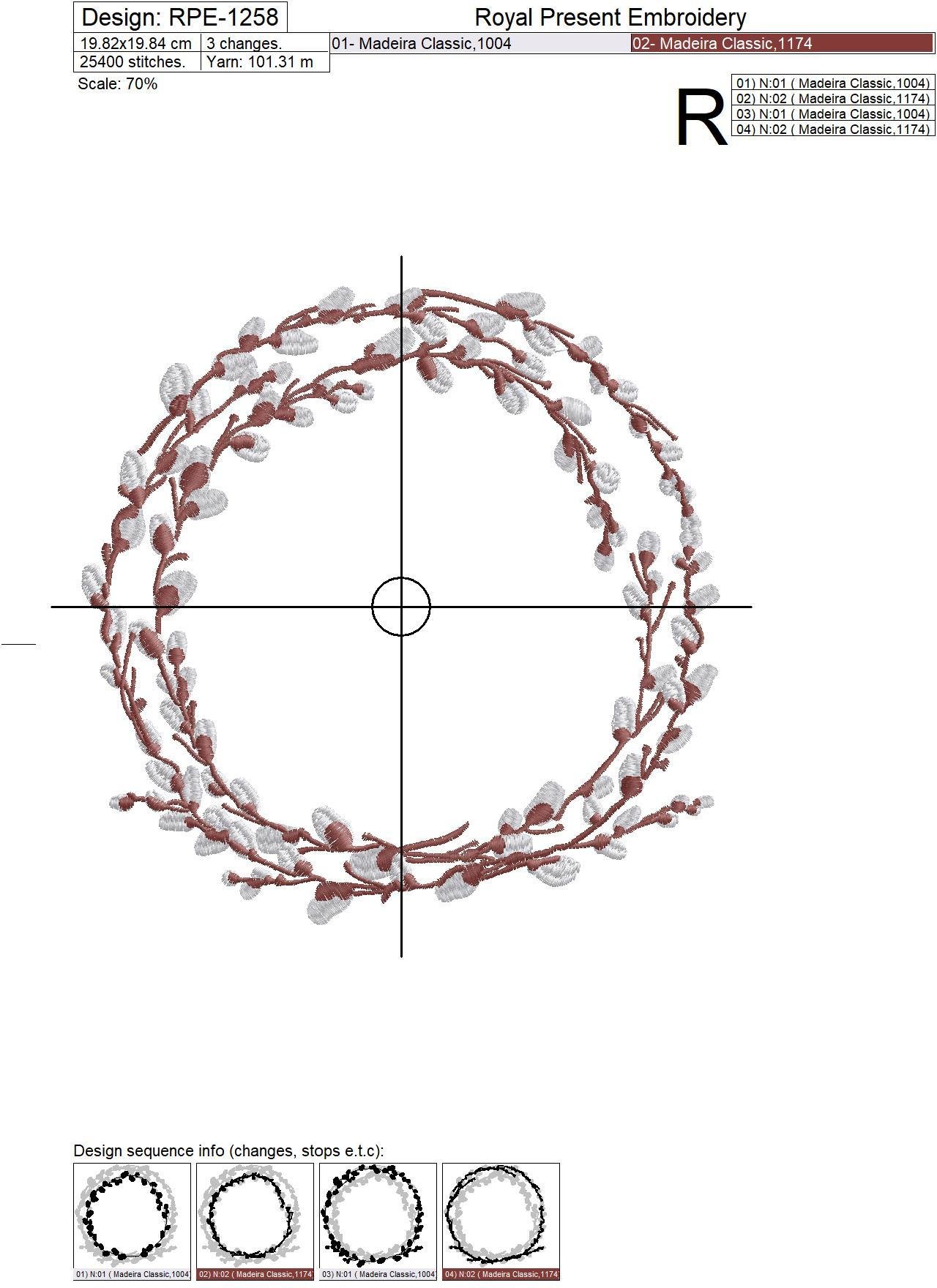 Willow monogram frame Machine Embroidery Design