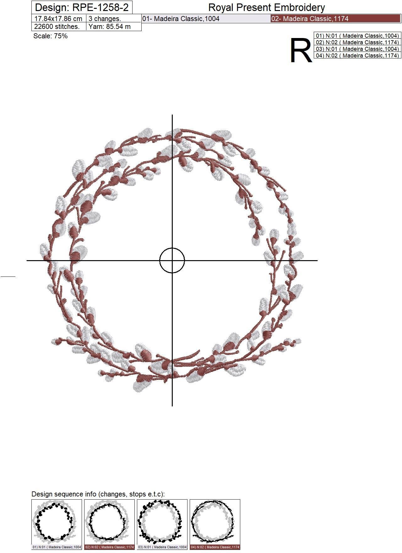 Willow monogram frame Machine Embroidery Design