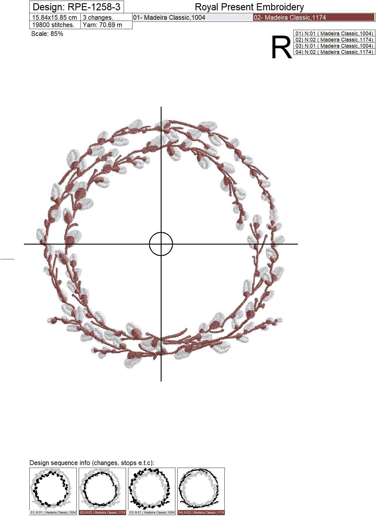 Willow monogram frame Machine Embroidery Design