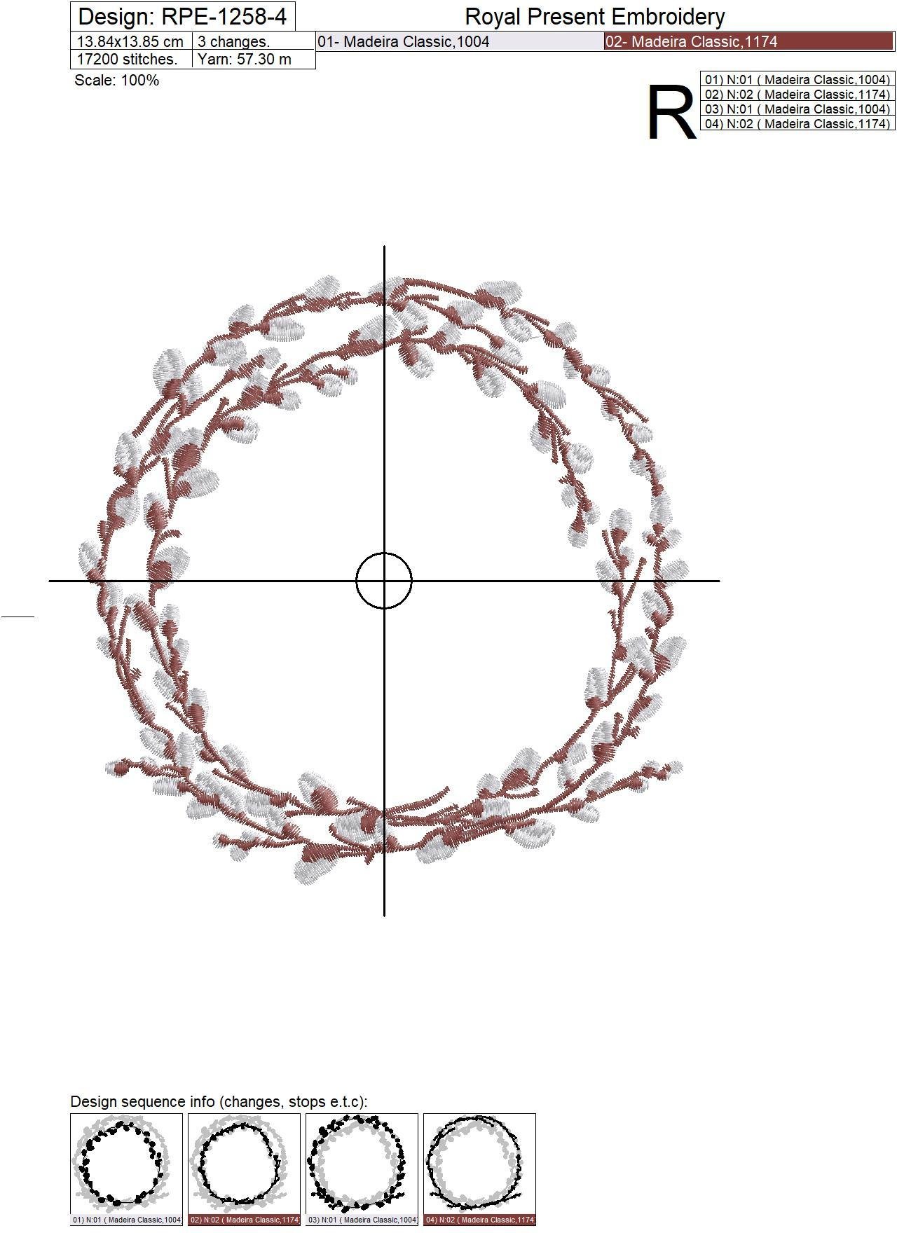 Willow monogram frame Machine Embroidery Design