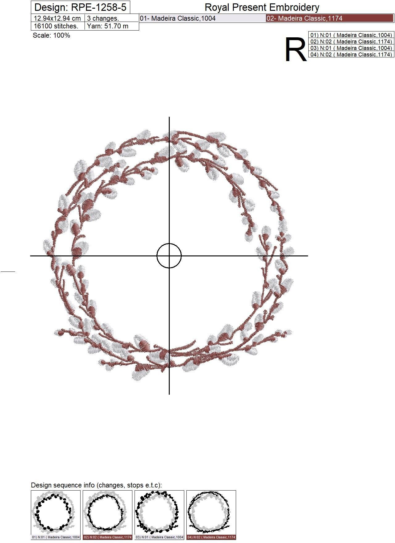 Willow monogram frame Machine Embroidery Design