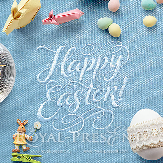 Machine Embroidery Design Happy Easter Title RPE-383