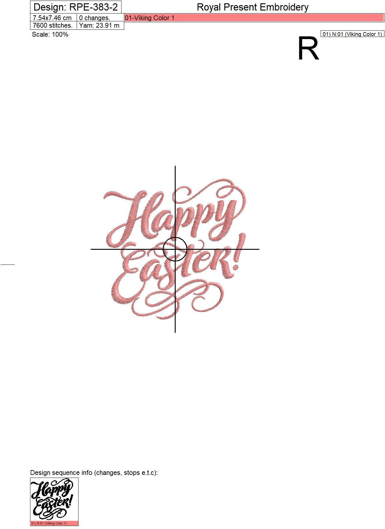 Machine Embroidery Design Happy Easter Title