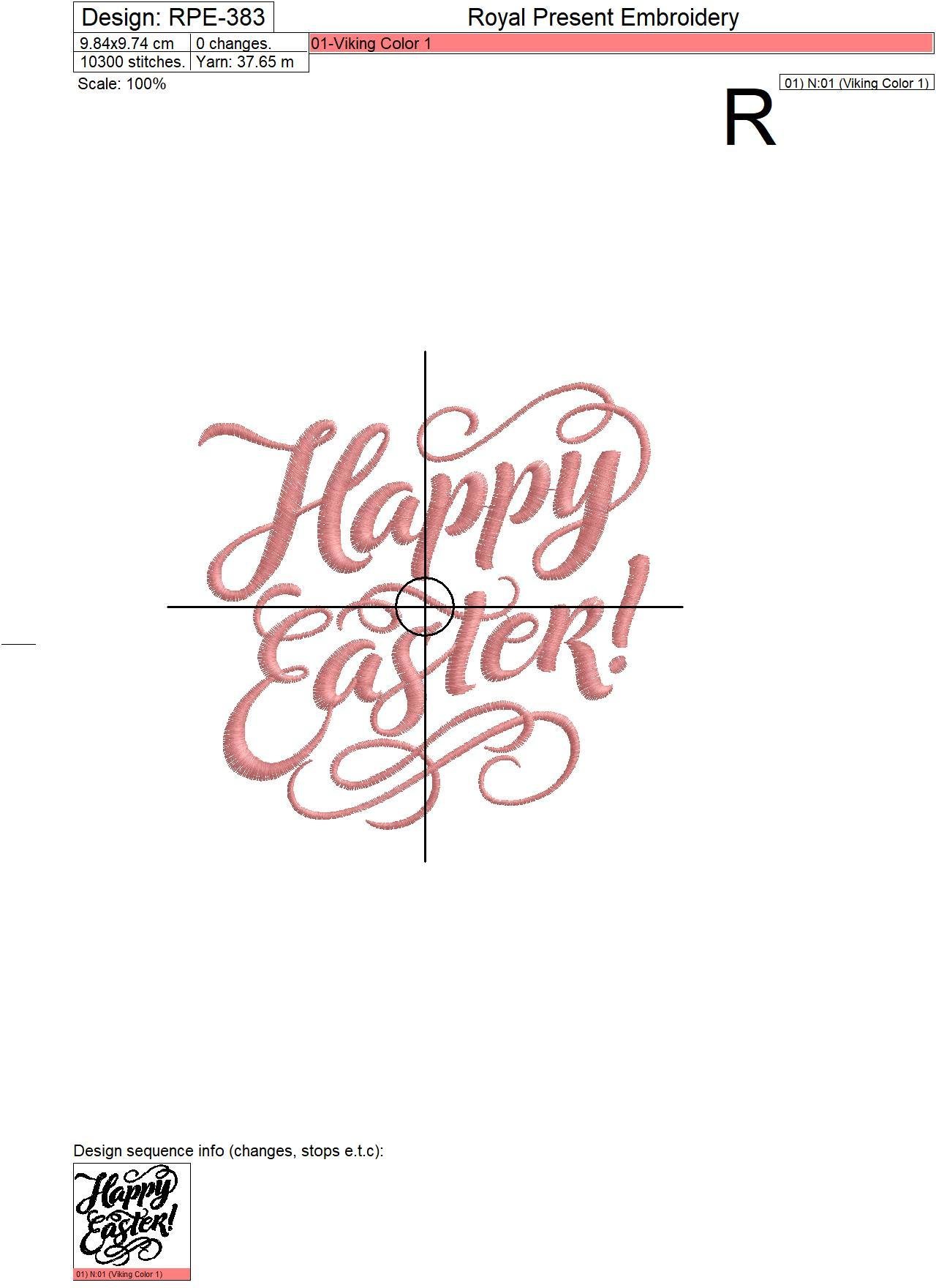 Machine Embroidery Design Happy Easter Title