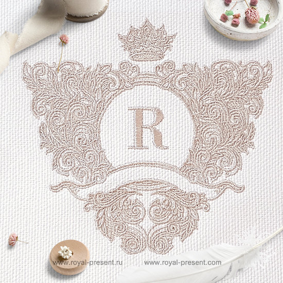 Ornate baroque monogram frame Embroidery Design - 4 sizes RPE-1243