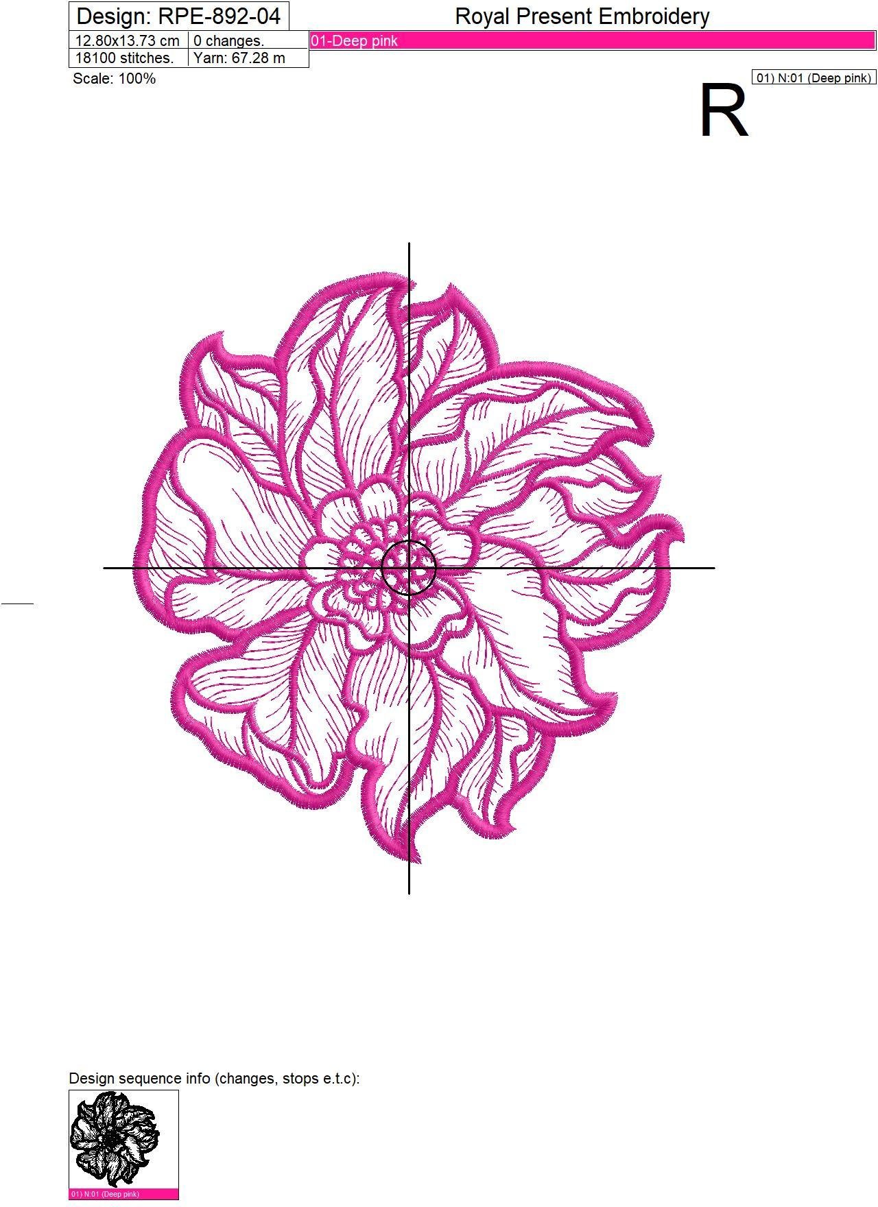 Free Machine Embroidery Design Peony