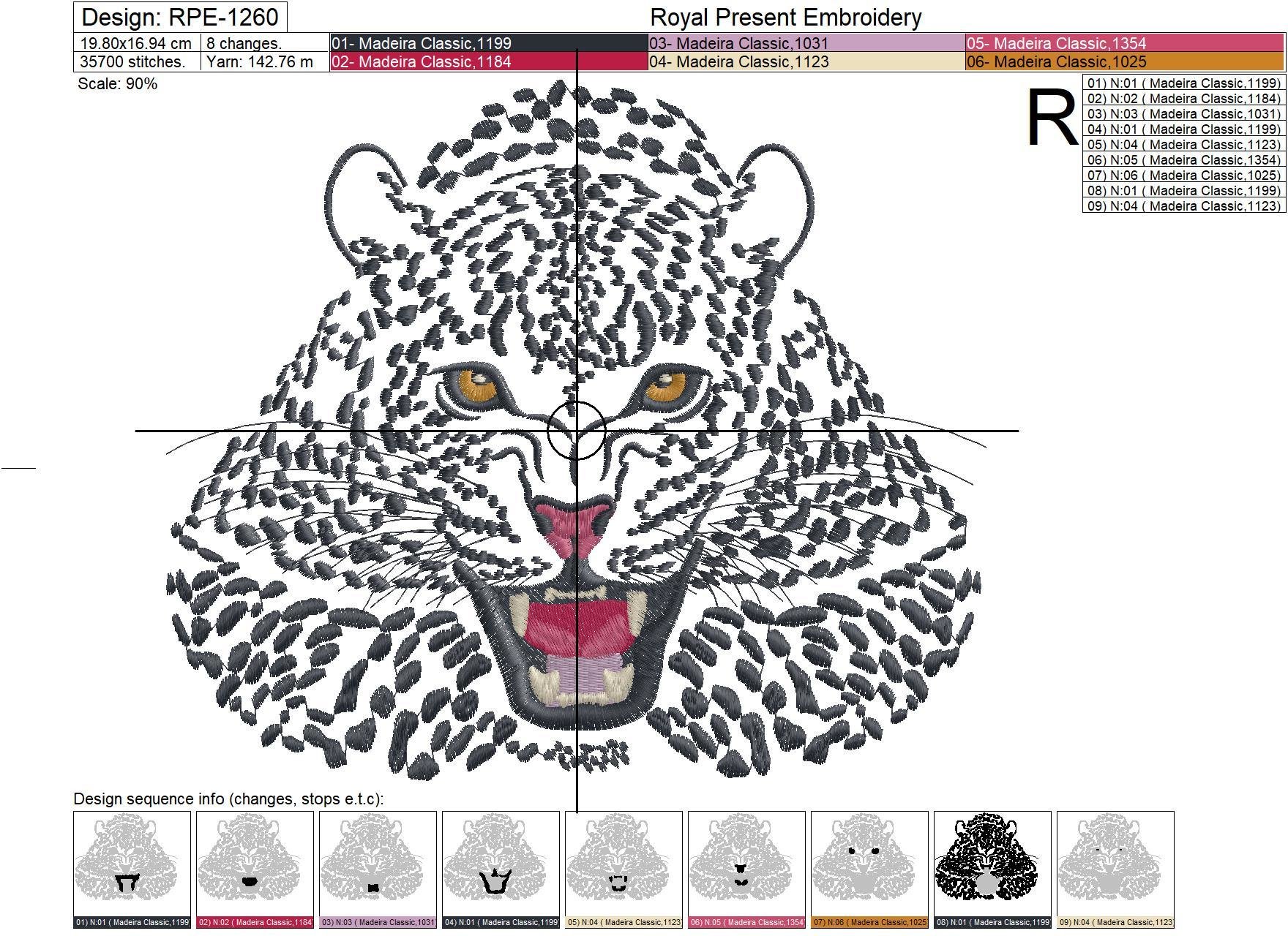 Snow Leopard embroidery design - 3 sizes