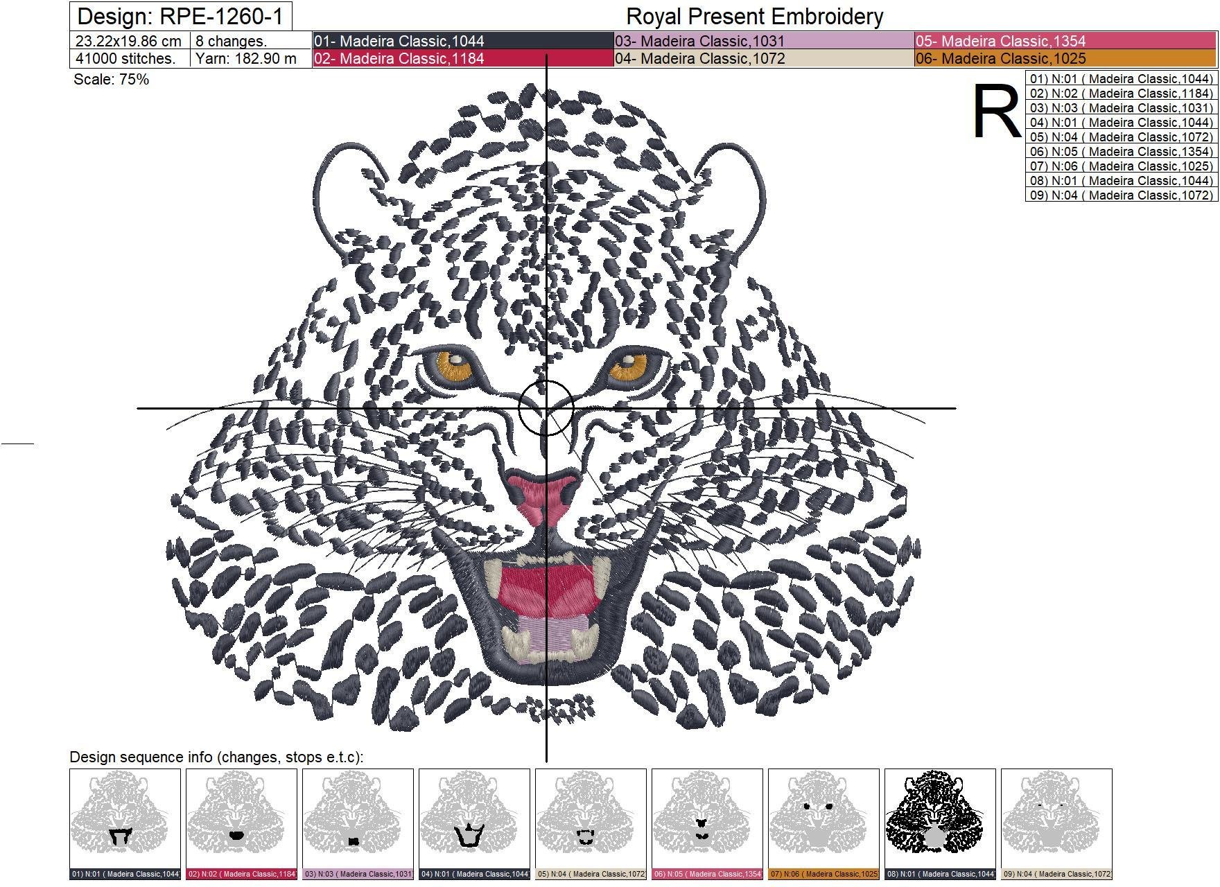 Snow Leopard embroidery design - 3 sizes
