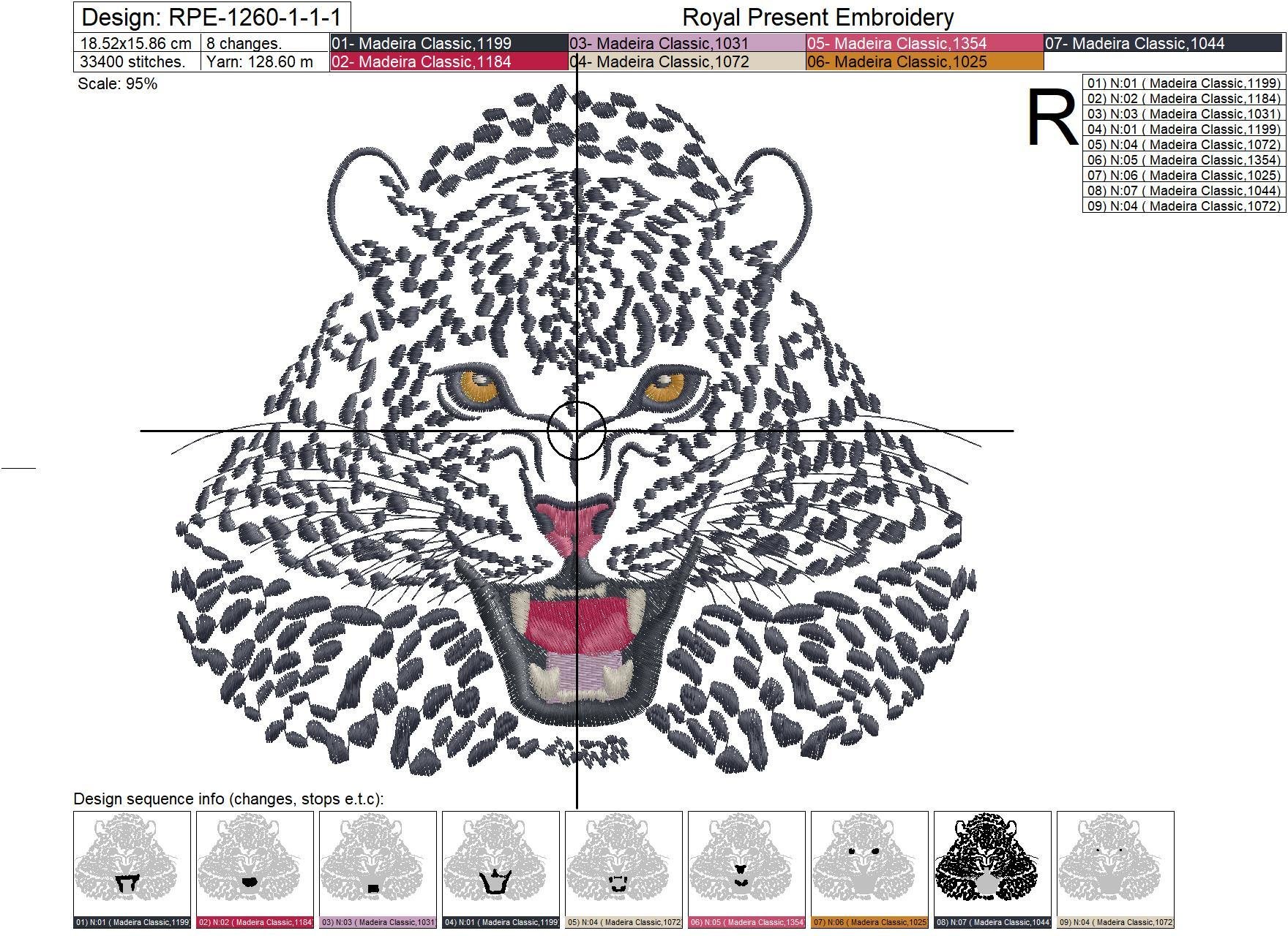 Snow Leopard embroidery design - 3 sizes