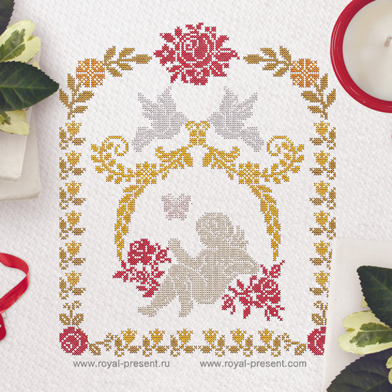 Cross-stitch Machine Embroidery Design Cupid RPE-657