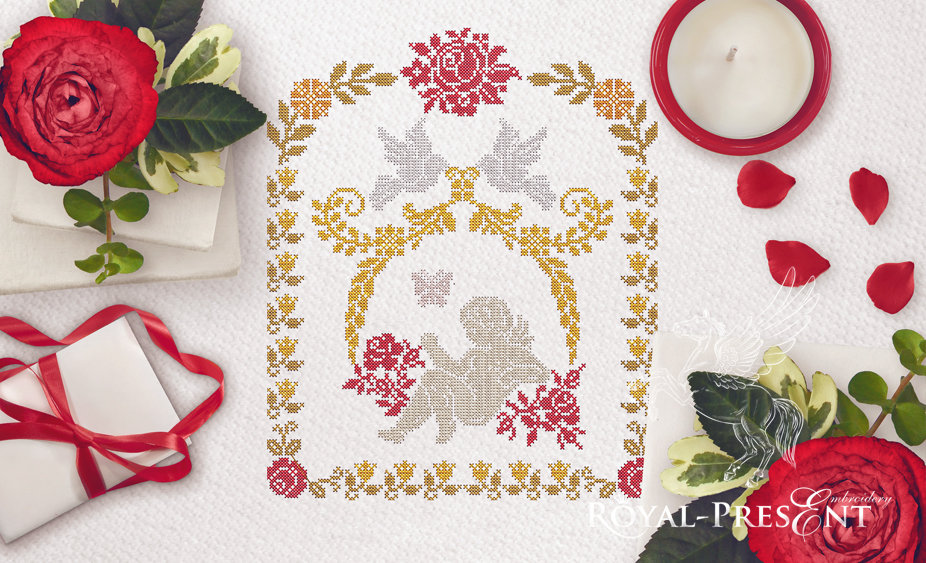 Cross-stitch Machine Embroidery Design Cupid