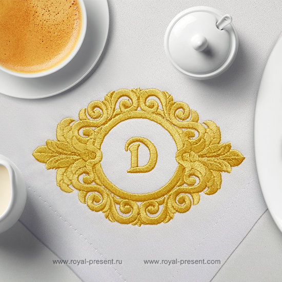 Baroque Monogram Frame Embroidery design - 4 sizes RPE-1256