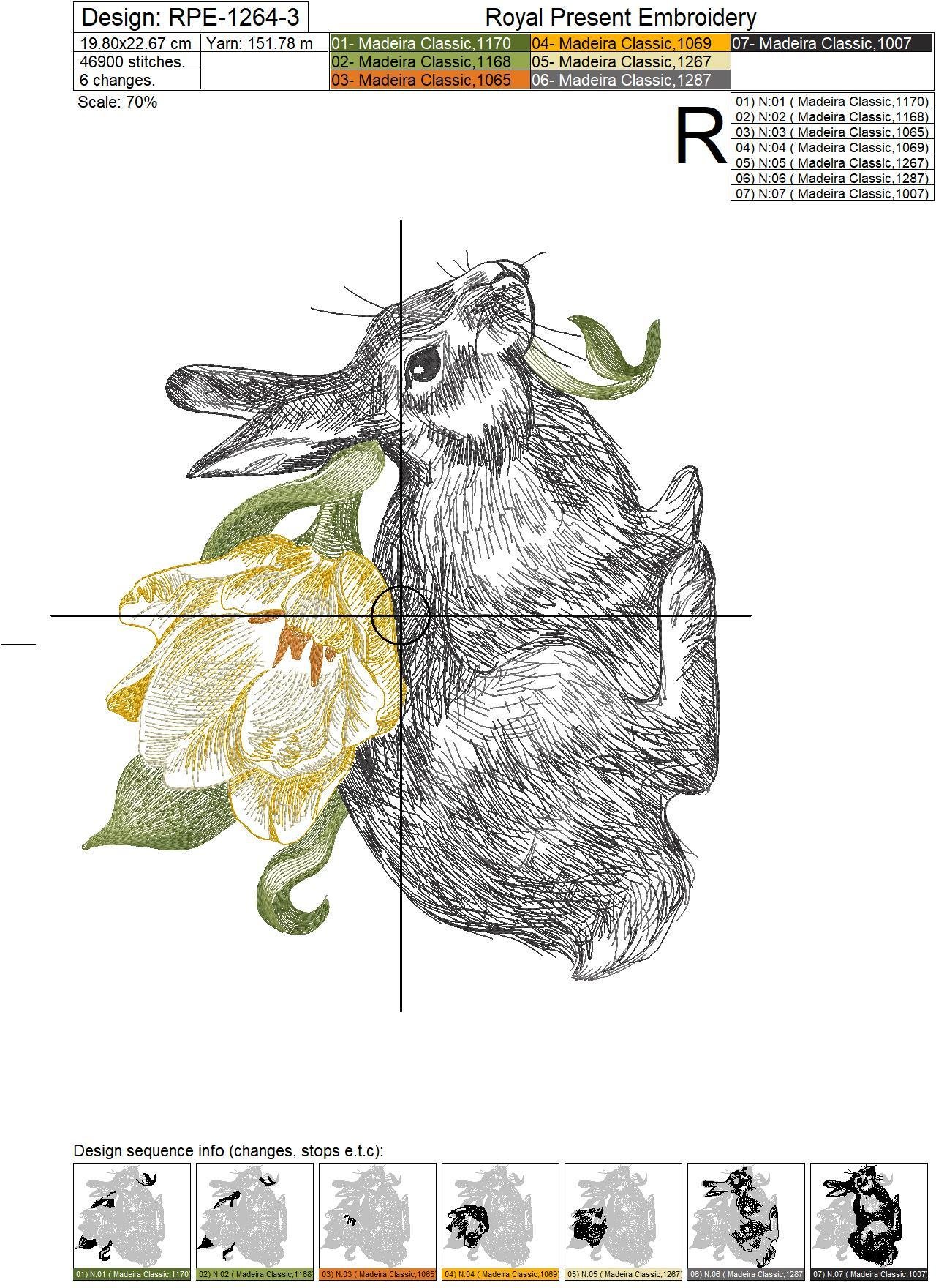 Spring Bunny Embroidery Design - 3 sizes