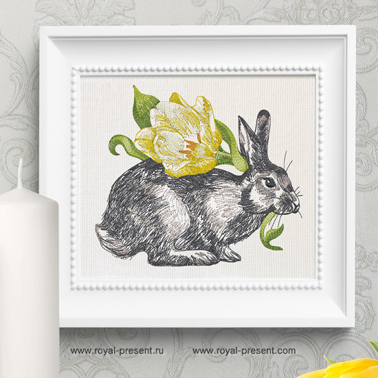 Spring Bunny Embroidery Design - 3 sizes RPE-1264