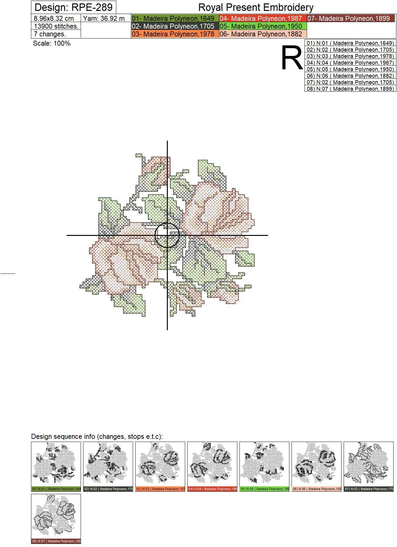Rose bouquet Cross-stitch Machine Embroidery Design