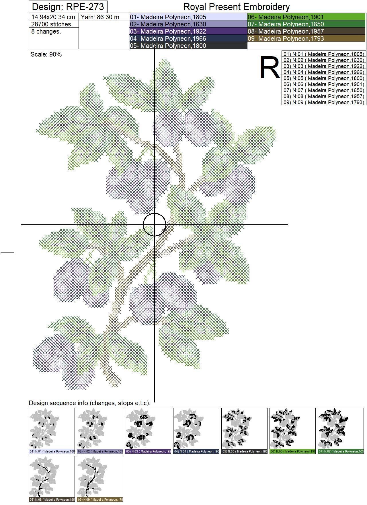 Plum Cross-stitch Machine Embroidery Design