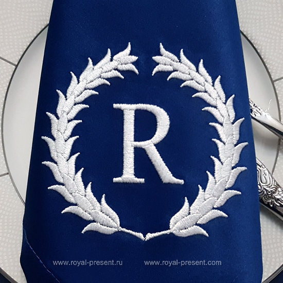 Machine Embroidery Design Circular laurel monogram blank - 2 sizes RPE-986-002