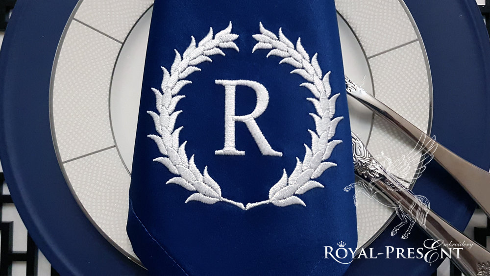 Machine Embroidery Design Circular laurel monogram blank - 2 sizes
