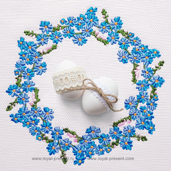 Forget-me-nots Wreath Machine Embroidery Design - 3 sizes RPE-685