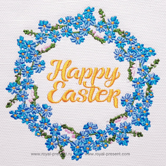 Forget-me-nots Wreath Machine Embroidery Design - 3 sizes