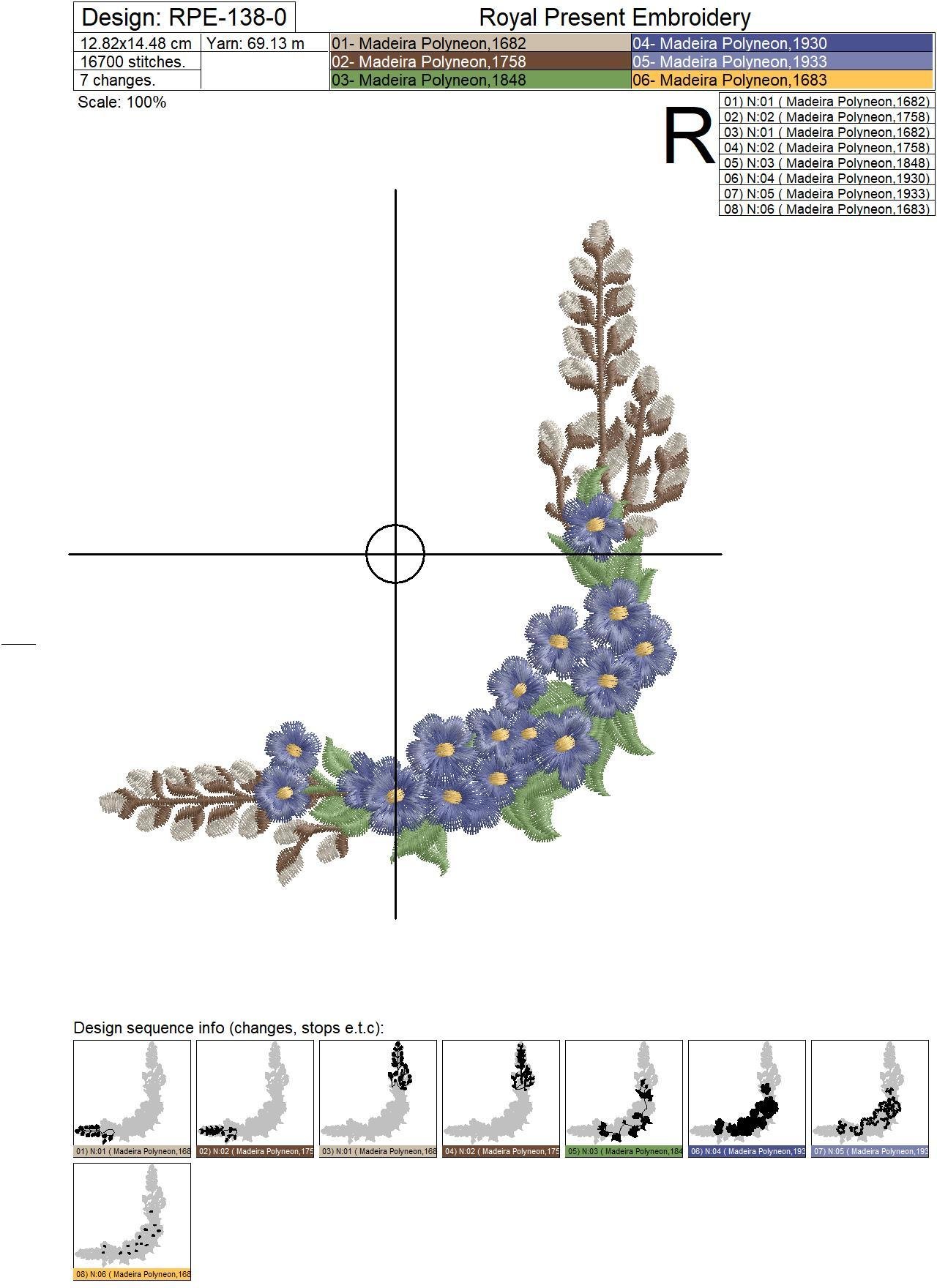Forget-me-nots Corner Machine Embroidery Design