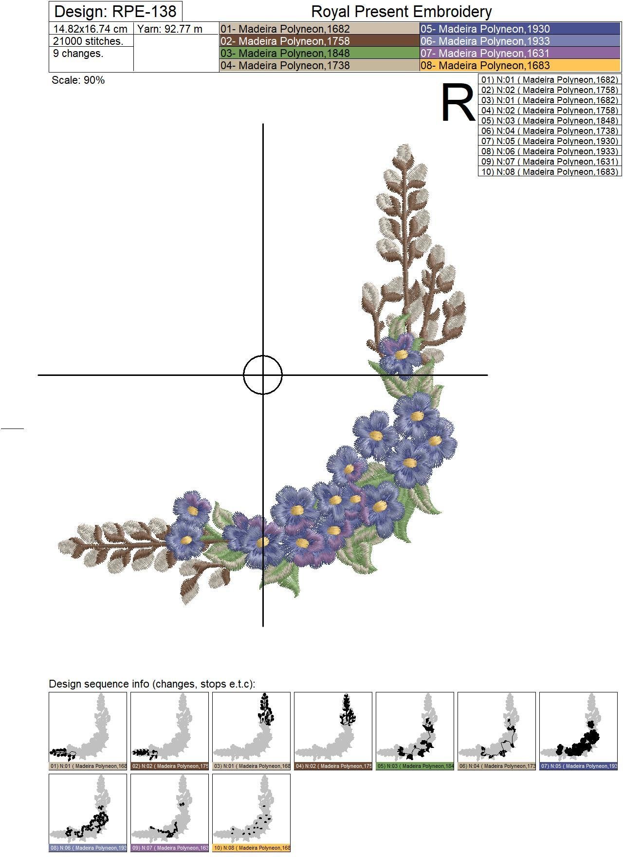 Forget-me-nots Corner Machine Embroidery Design