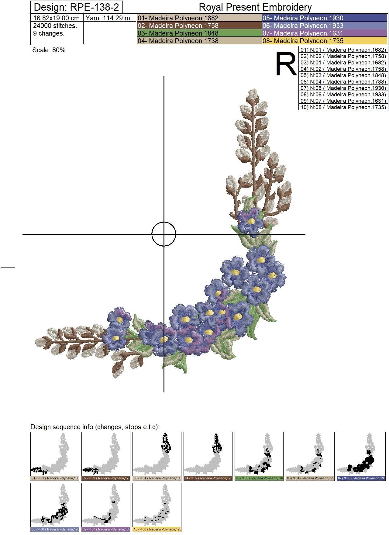 Forget-me-nots Corner Machine Embroidery Design