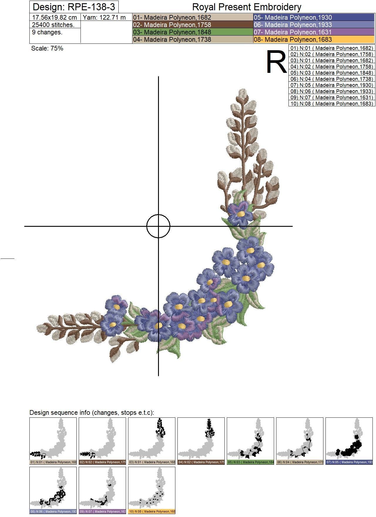 Forget-me-nots Corner Machine Embroidery Design