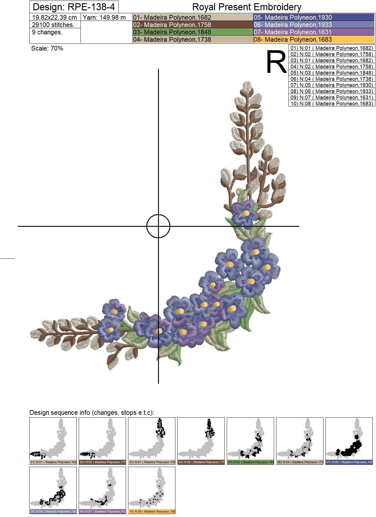 Forget-me-nots Corner Machine Embroidery Design