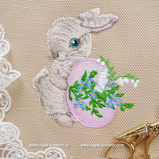 Cute Easter Bunny Embroidery Design RPE-1246