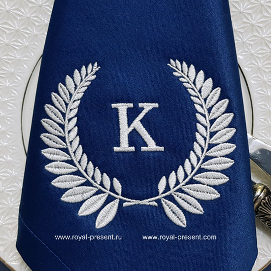 Free Laurel wreath monogram blank Embroidery Design - 2 sizes RPE-986