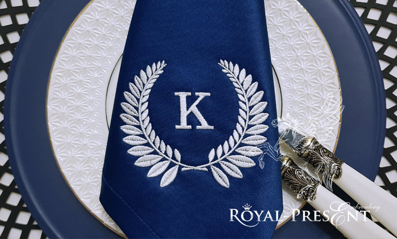 Free Laurel wreath monogram blank Embroidery Design - 2 sizes