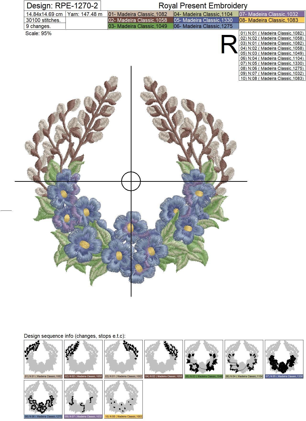 Forget-me-nots Frame Machine Embroidery Design - 5 sizes