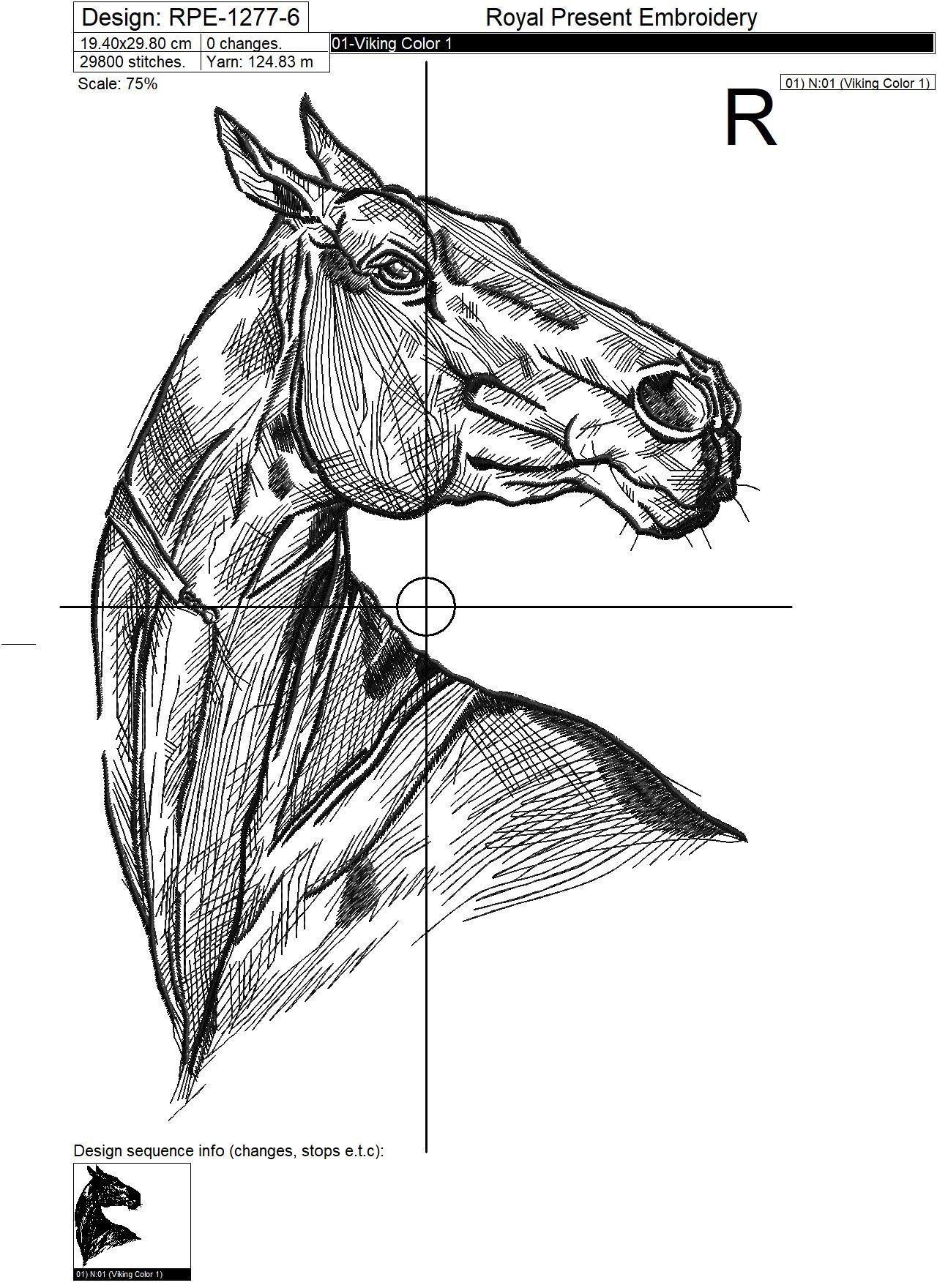 Horse embroidery design - 6 sizes