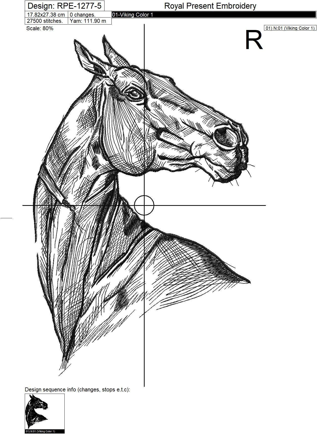 Horse embroidery design - 6 sizes
